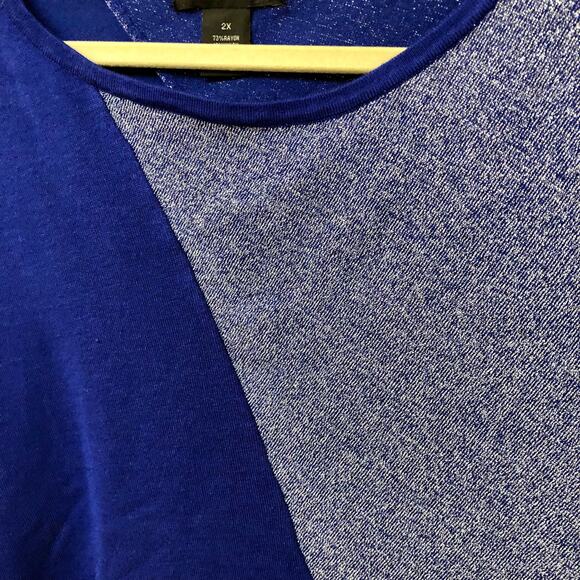 Grace Elements Woman's Blue / Silver Knit Top 2X - Picture 7 of 14